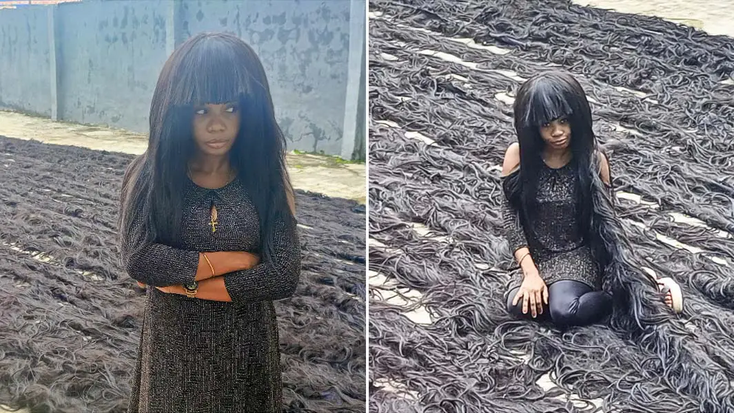 Nigerian Lady breaks Guinness World Record for the longest handmade wig